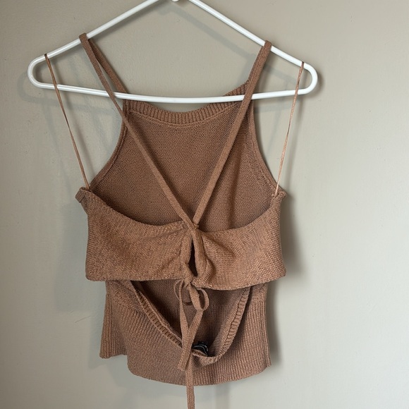Express Open Back Halter Knit Top Tan Medium - Picture 6 of 6